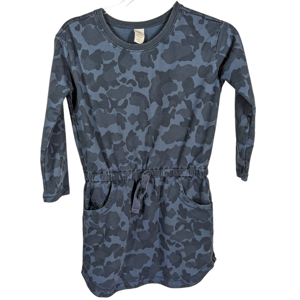Tea Collection Dress Tunic Girls 10 Navy Blue Camo Long Sleeve Mini